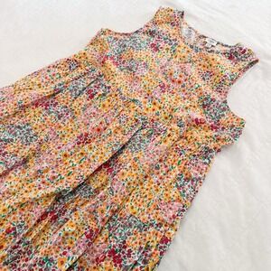 J Crew Floral Tiered Sleeveless Dress Size 14 Cotton Cottage Core Whimsical